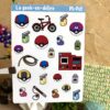 planche stickers Pokémon objets cultes