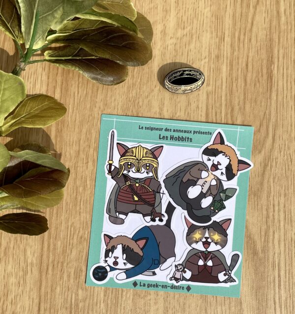 lot de stickers Hobbits V1 - Seigneur des Anneaux - Merry Frodon Sam Pippin