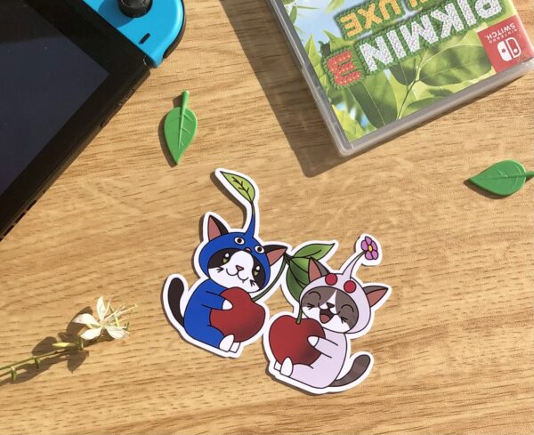 stickers Pikmin bleu et blanc avec cerises