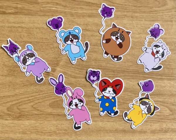 lot complet stickers BT21 (Koya, Cooky, Tata, Chimmy, Mang, RJ, Shooky)