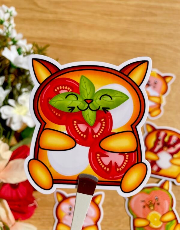 Stickers individuels Toasty Cat Tomates mozzarella - Collection Pause gourmande