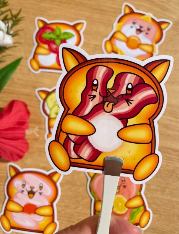 Stickers individuels Toasty Cat Bacon - Collection Pause gourmande