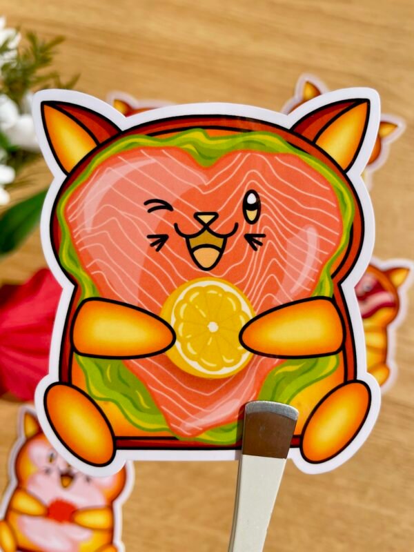 Stickers individuels Toasty Cat Saumon - Collection Pause gourmande
