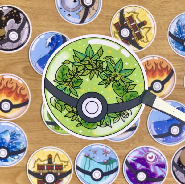 stickers Pokéball type plante