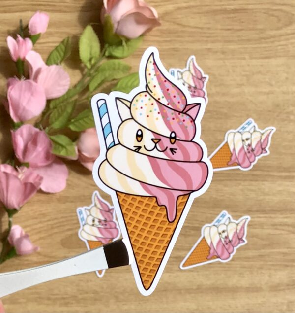 Stickers Glace à l'italienne chat kawaii