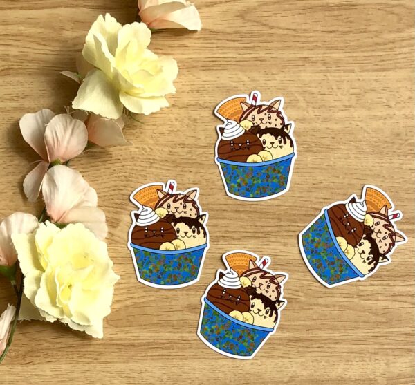 Stickers Coupe de glace chat kawaii