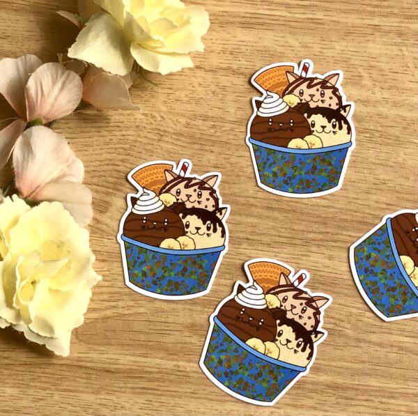 Stickers Coupe de glace chat kawaii