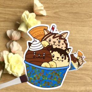 Stickers Coupe de glace chat kawaii