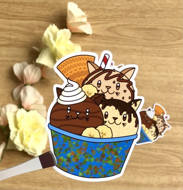 Stickers Coupe de glace chat kawaii