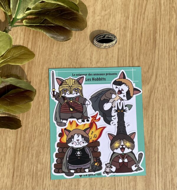 lot de stickers Hobbits V2 - Seigneur des Anneaux - Merry Frodon Sam Pippin