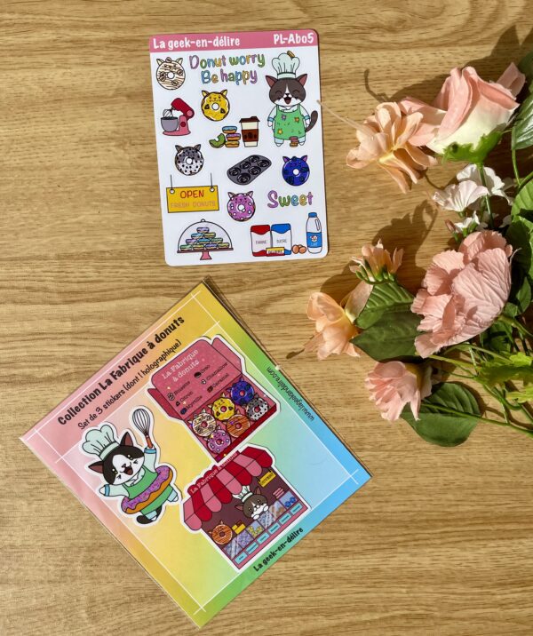 Mini collection La Fabrique à donuts - Set de 3 stickers + planche de stickers
