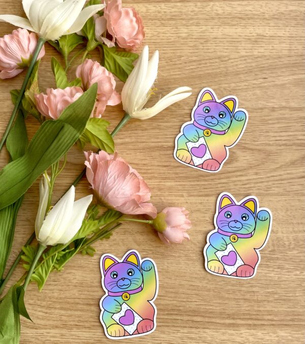 Stickers individuels Maneki Neko Arc-en-ciel - Collection Asia Mania