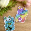 Stickers individuels Maneki Neko Arc-en-ciel et Maneki Neko Carpes Koï - Collection Asia Mania