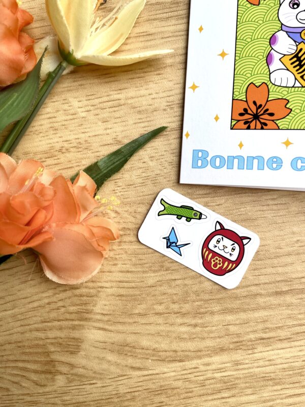 Carte de voeux Bonne Chance Maneki neko Omamori - collection Asia Mania