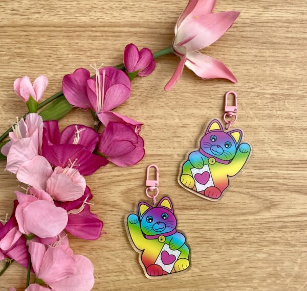 Porte-clés Maneki Neko arc-en-ciel - Collections Asia Mania
