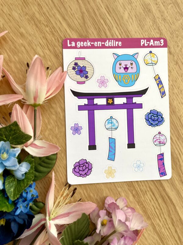 Classeur A5 Cherry Blossom - planche de stickers assortie - Collection Asia Mania