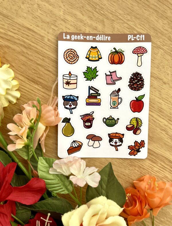 Classeur A5 Cosy fall - planche de stickers assortie