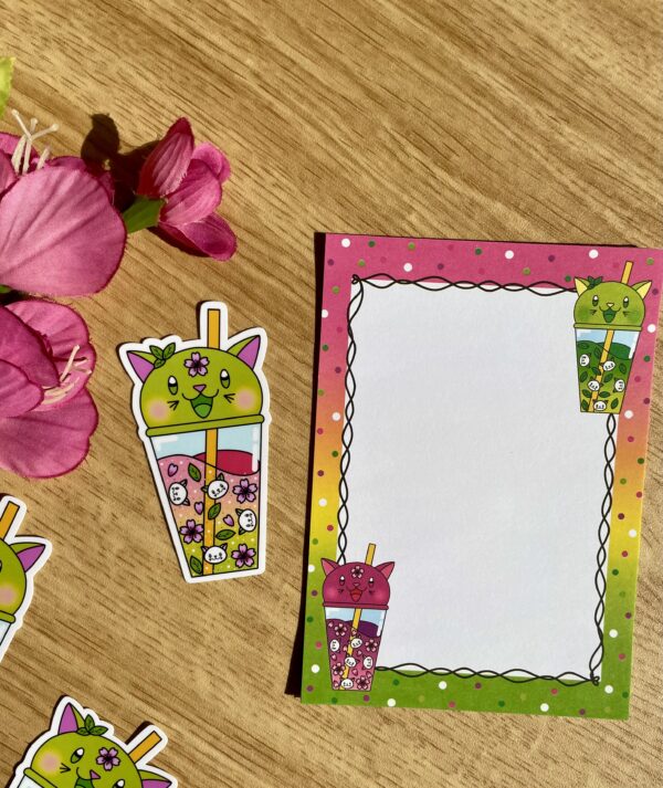 Stickers individuels Bubble Kittea Sakura / Matcha - Collection Pause gourmande