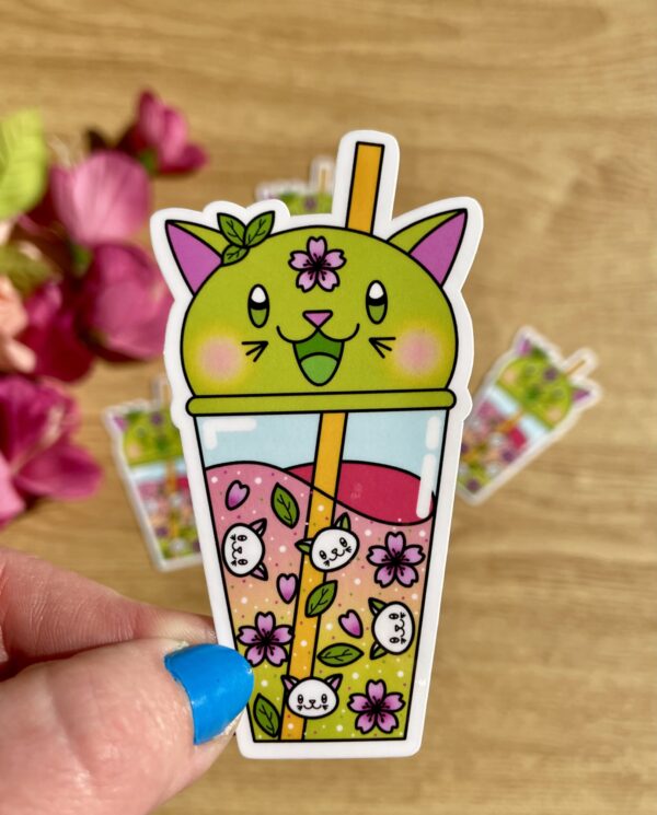 Stickers individuels Bubble Kittea Sakura / Matcha - Collection Pause gourmande
