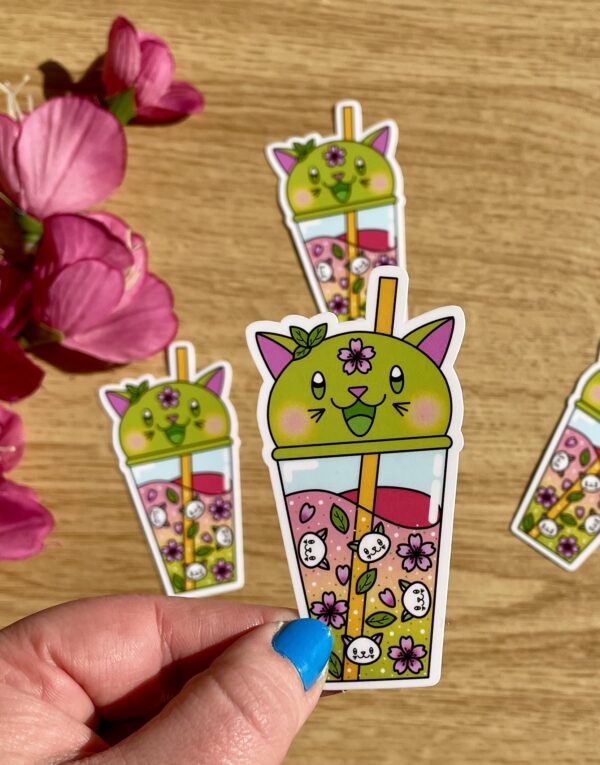 Stickers individuels Bubble Kittea Sakura / Matcha - Collection Pause gourmande