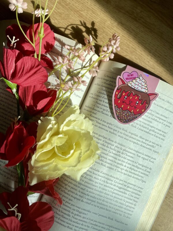 Marque-pages aimanté Fraise chocolatée - Collection Saint-Valentin