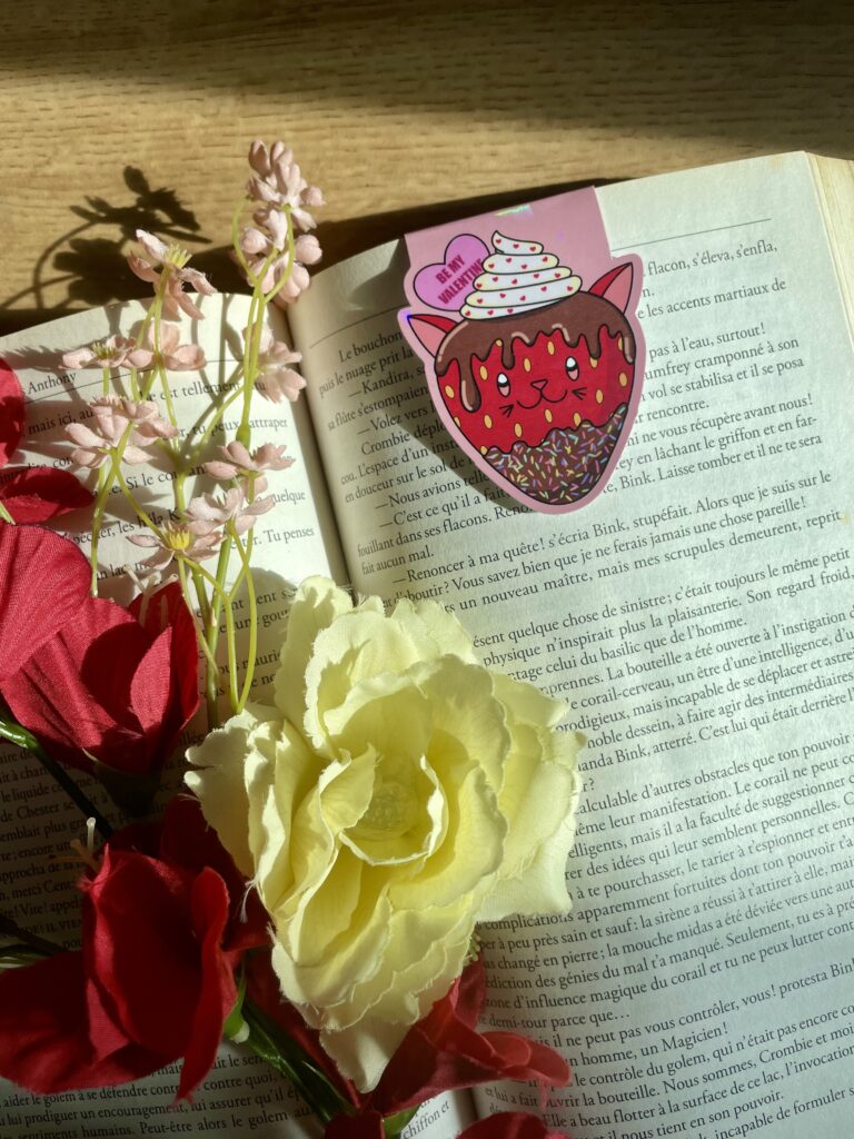 Marque-pages aimanté Fraise chocolatée - Collection Saint-Valentin