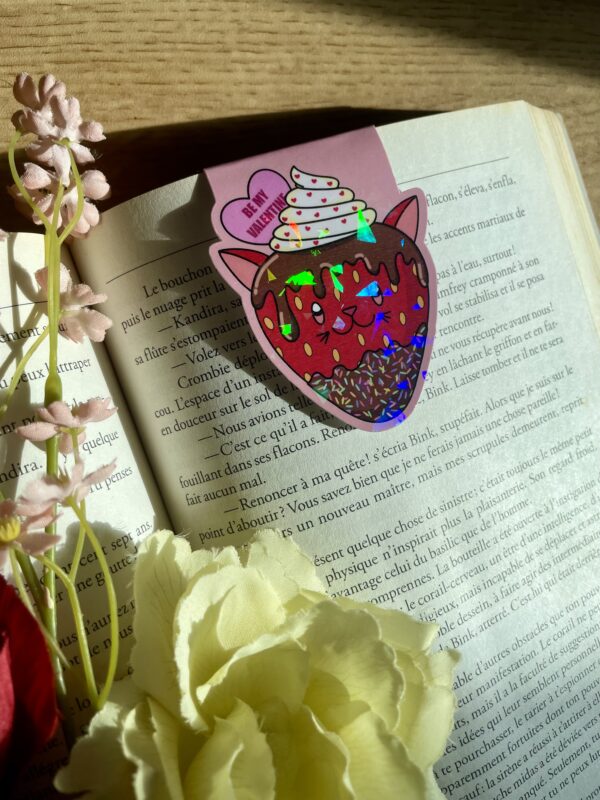 Marque-pages aimanté Fraise chocolatée - Collection Saint-Valentin