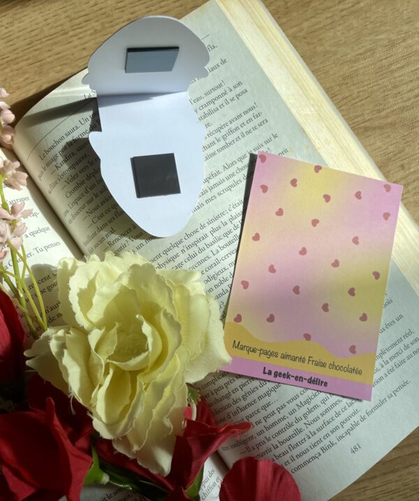Marque-pages aimanté Fraise chocolatée - Collection Saint-Valentin