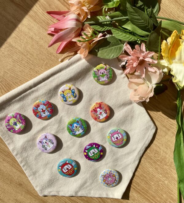 Badges ronds 38 mm - Collection Féerie florale + Asia Mania