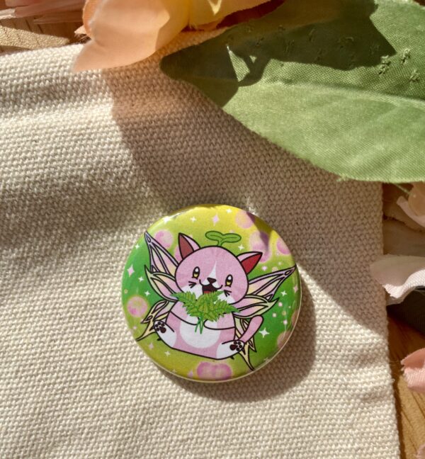 Badge rond Fée des fougères - Collection Féerie florale