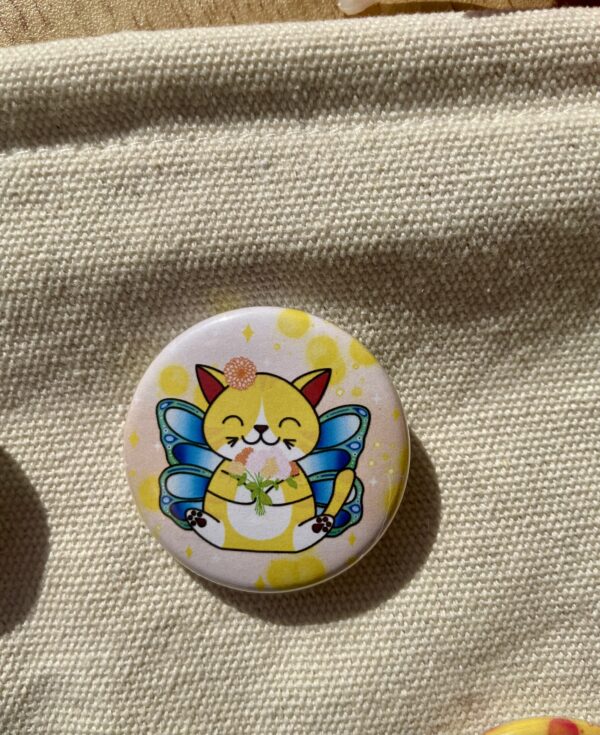 Badge rond Fée des dahlias - Collection Féerie florale