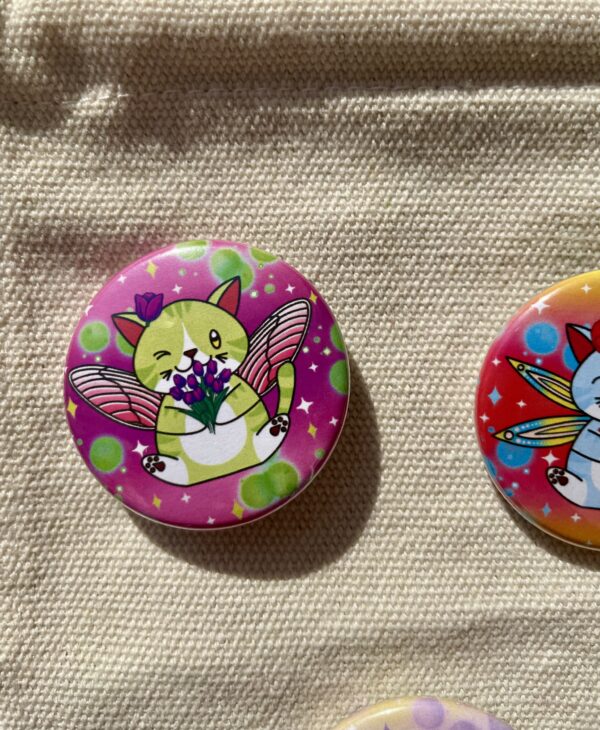 Badge rond Fée des tulipes - Collection Féerie florale