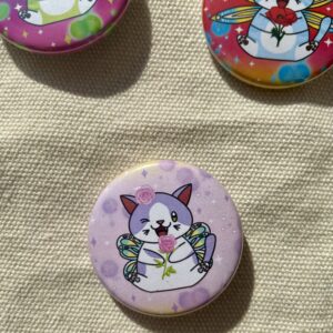 Badge rond Fée des roses - Collection Féerie florale