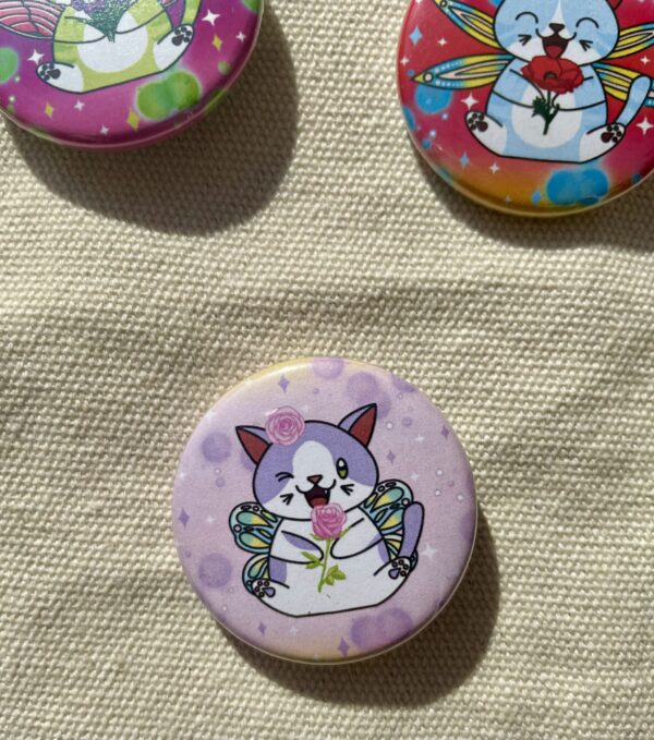 Badge rond Fée des roses - Collection Féerie florale