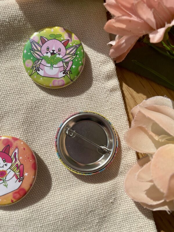 Badges ronds 38 mm Recto épingle à nourrice - Collection Féerie florale