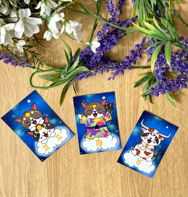 Mini illustrations Signes du Zodiaque : Gémeaux + Vierge + Taureau