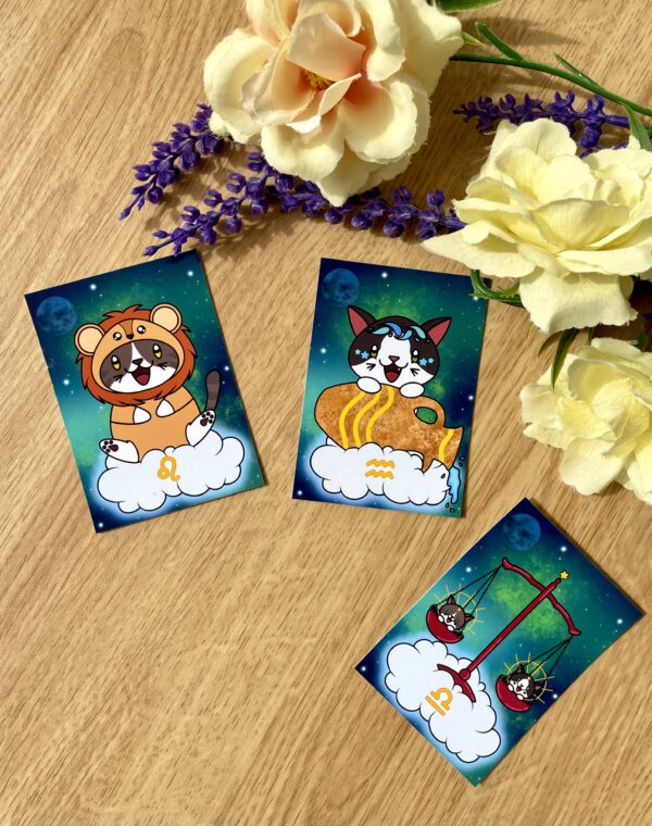 Mini illustrations Signes du Zodiaque : Lion + Verseau + Balance