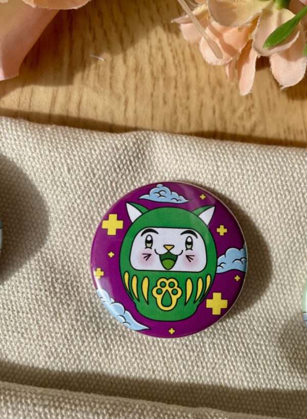 Badge Daruma vert - Collection Asia Mania
