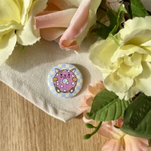 Badge rond Donut Chat-mallow - Collection Pause gourmande
