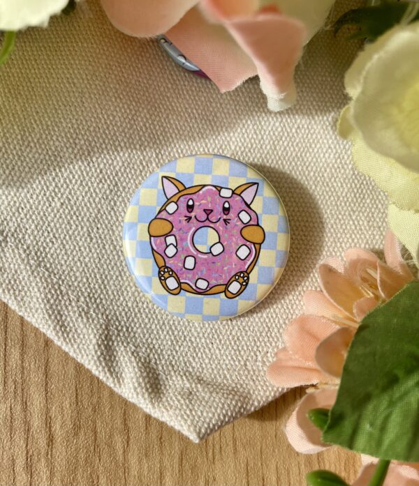 Badge rond Donut Chat-mallow - Collection Pause gourmande