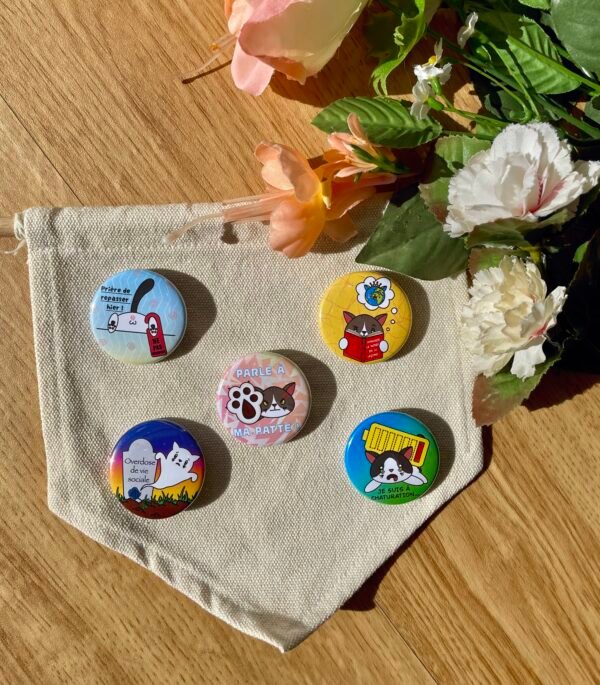 Badges ronds - Collection Moody Cat